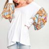 Women'S Clothing * | Hot Sale Aratta Soft Blue Ivory Just Gianni Top