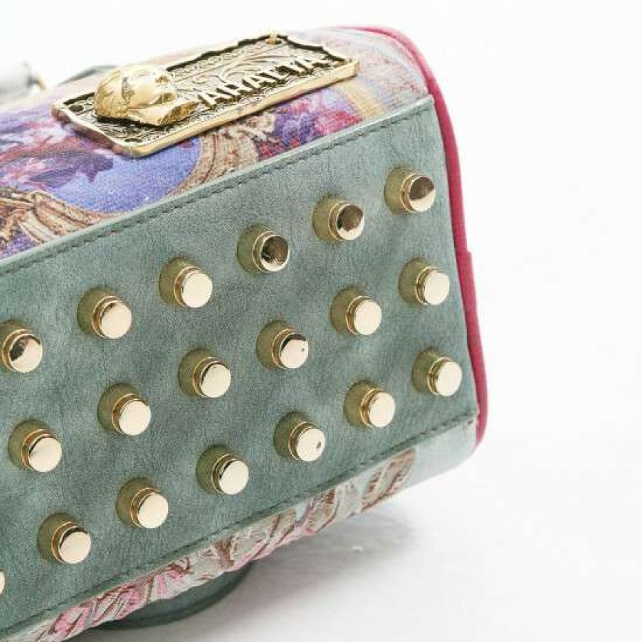 Handbags & Wallets For Women * | Buy Aratta Teal W/ Pink Renaissance Handbag