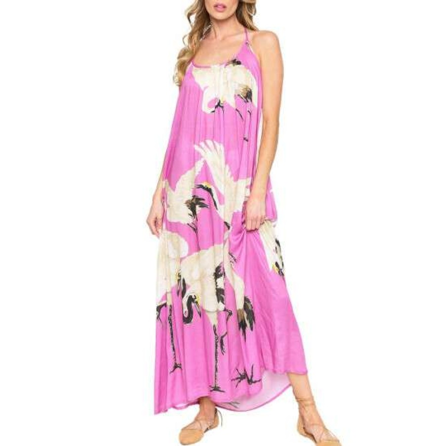 Women'S Clothing * | Best Pirce Aratta Rose Cranes Of Heaven Maxi Dress