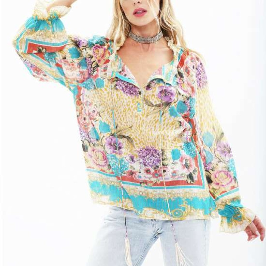 Women'S Clothing * | Cheap Aratta Artisan Leopard Blouse