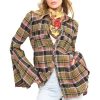 Women'S Clothing * | Outlet Aratta Peacock Paradise Plaid Shirt Black Black/Fuchsia