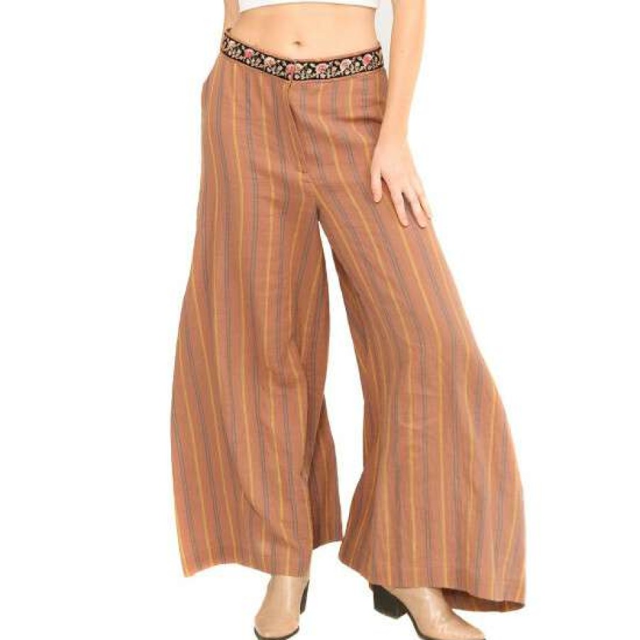 Women'S Clothing * | Top 10 Aratta Mariah Stripe Pants Brown Brown