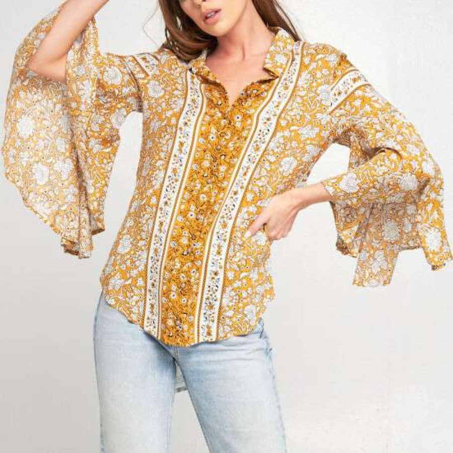 Women'S Clothing * | Brand New Aratta Yellow Eliza Shirt