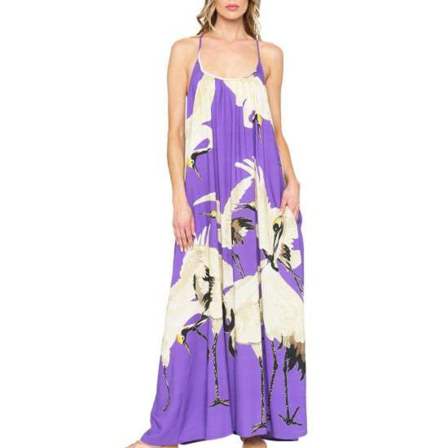 Women'S Clothing * | Brand New Aratta Violet Cranes Of Heaven Maxi Dress