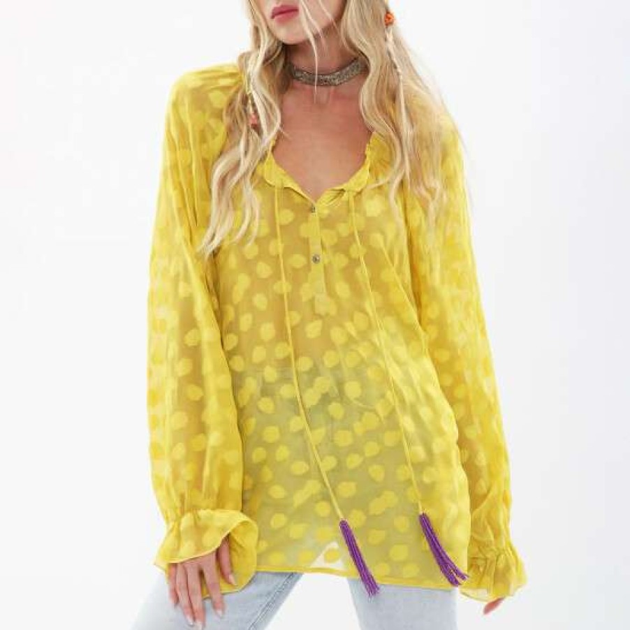 Women'S Clothing * | Promo Aratta Mustard Mable Blouse