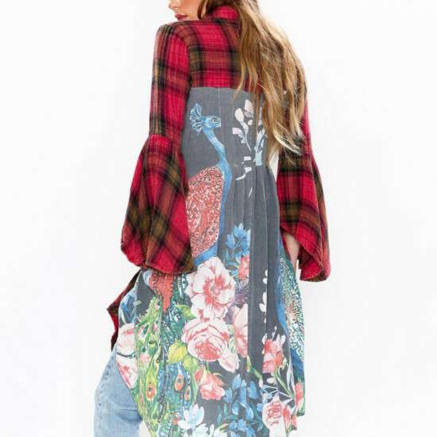 Women'S Clothing * | Buy Aratta Peacock Serenity Shirt Dress