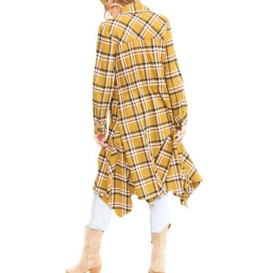 Women'S Clothing * | Top 10 Aratta Mustard Coco Plaid Trench Coat Mstrd Mustard