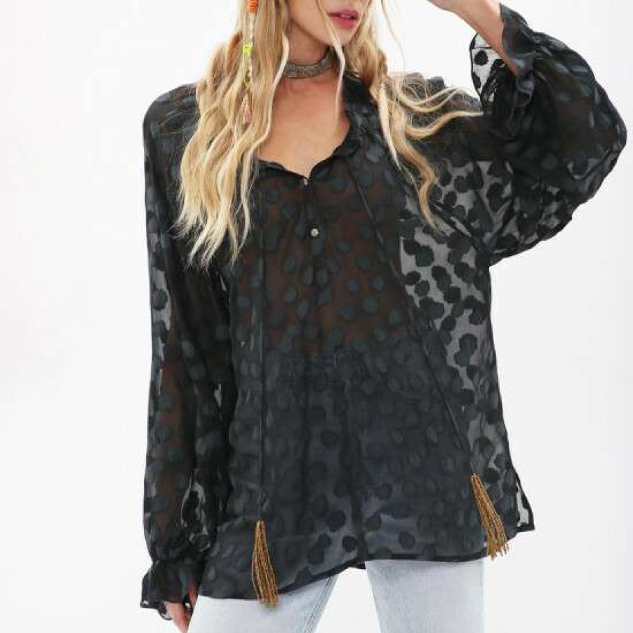 Women'S Clothing * | Promo Aratta Charcoal Mable Blouse