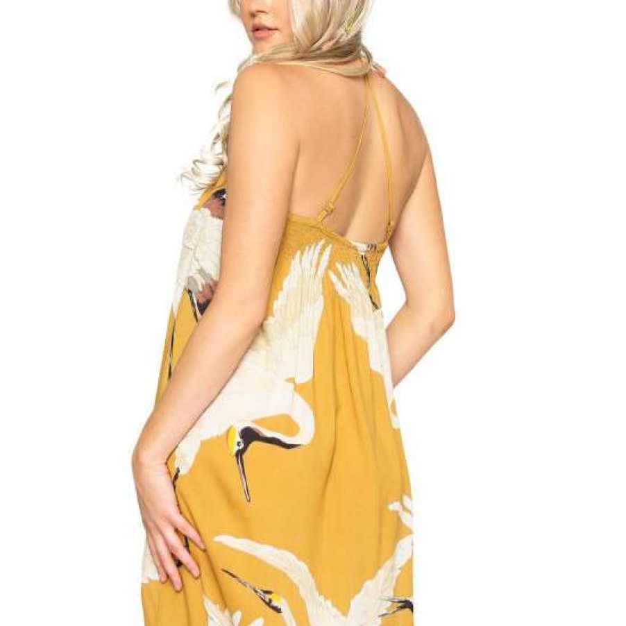 Women'S Clothing * | Outlet Aratta Mustard Cranes Of Heaven Maxi Dress