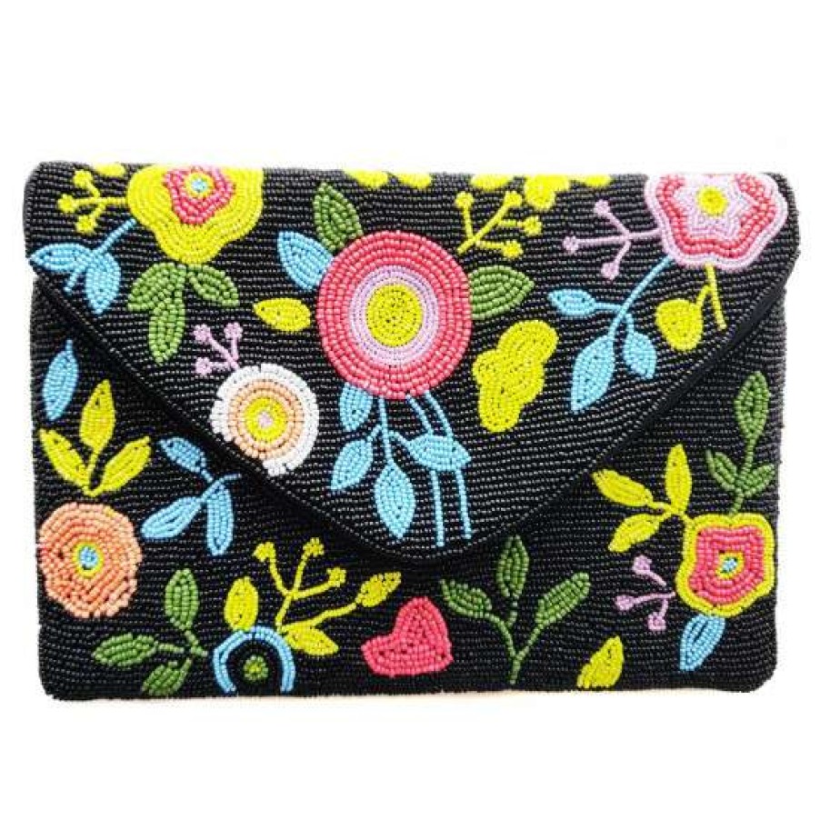 Handbags & Wallets For Women * | Deals Aratta Coco Hand Embellished Clutch